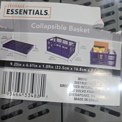 Storage Essentials Collapsible Basket 9.25 x 6.61 x4.72 Inch Gray (SETOF 2)