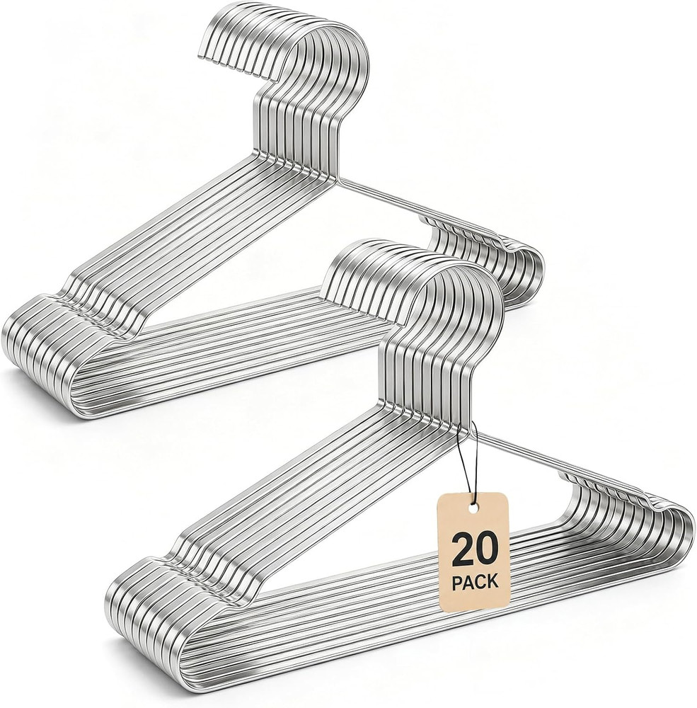 20 Pack Extra Wide Stainless Steel Coats Hangers, 17.7″ Heavy Duty Clothes Hange
