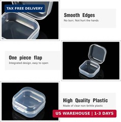 Jetec 36 Pack Clear Small Plastic Container Box Beads Organizer Boxes with Hinge