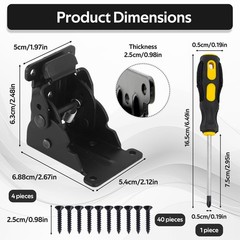 4 Pack Folding Table Leg Brackets with -Locking Hinges 0-90°, Folding Shelf B…