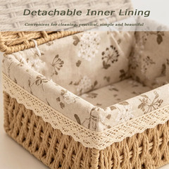Set of 3 Wicker Storage Baskets with Lids – Natural Rattan Organizers