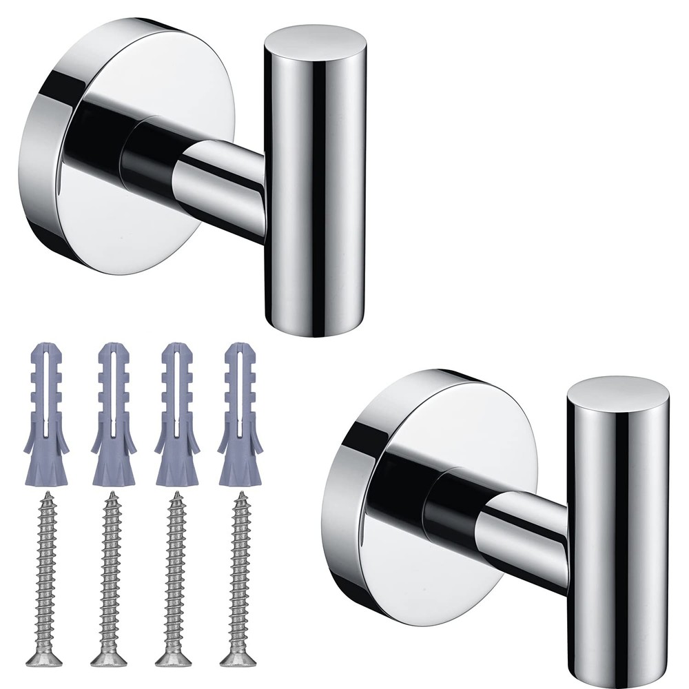 Polished Chrome Towel Coat Hooks SUS304 Stainless Steel Bathroom Clothes Gara…