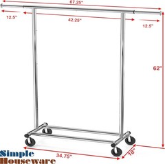 Heavy Duty Clothing Garment Rack, Holds Up to 150 lbs, 42 to 67 Inches Extend…