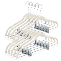 10 Pack Clothes Velvet Hangers with Clips Ultra-Thin Non-Slip in Ivory