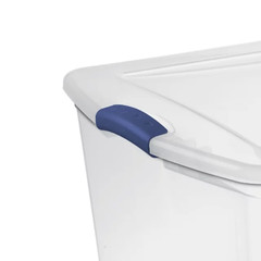 105 Qt. Clear Plastic Latching Box Storage Container Blue Latches with Clear Lid