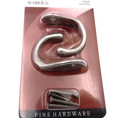 2 Pack Warwick Satin Nickel Single Coat Robe Towel Utility Hook BH2001SN