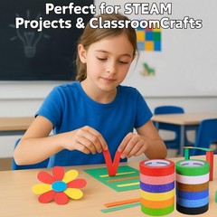 12 Rolls Bulk Colored Masking Tape Set for Kids-Rainbow Colors 1 inch x 1080f…