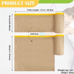 Pre-Taped Masking for Painting,12″ x50Feet Adhesive-Backed Tape and Drape Pai…