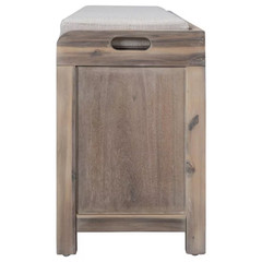 Neville 20 In. H X 32 In. W White Washed Wood Shoe Storage Bench with Cushion, R