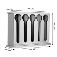 Silver 12.59*3.54*9.25“ 5 Compartment Stainless Steel Cutlery Organizer With Lid