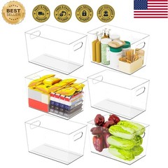 BPA-Free Stackable Clear Bins – 6 Count 11″ Bins for Kitchen & Home Organization