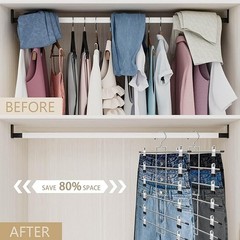 2 Pack 6 Tiers Pants Skirt Hangers with Clips and 360° Swivel Hook Space Saving