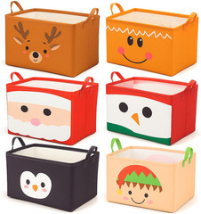 Large Christmas Storage Baskets – 6 Pcs Foldable Gift Organizer with Handle
