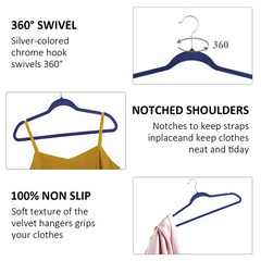 50/100pcs Premium Velvet Hangers Non-Slip w/Finger Clips and Tie Rack Ultra Slim
