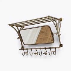 Coat Rack Mirror Luggage Rack Train Wall Mounted Rack Antique luxury Hook Rack