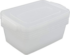 Set of 4 Clear 14 Quart Plastic Storage Bins with Lids and Latching Design