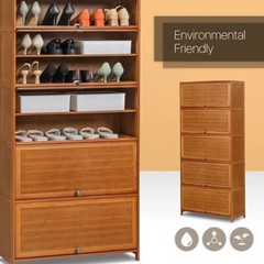 Shoe Rack Organizer For Closet Shelf Entryway 10 Tier Bamboo Solid 30 Pair Shoes