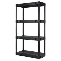 Hyper Tough 4-Tier Plastic Storage Shelf 30″W x 13.8″D x 56.2″H Black New
