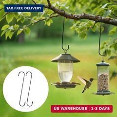 12 Inch Large S Hooks for Hanging Plants, Black Metal Heavy Duty Long Hook for H