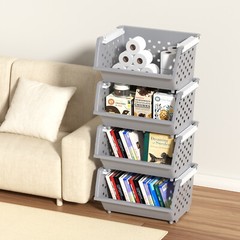 Idotry 3/4 Packs Stackable Storage Bins Plastic for Pantry Organizing Food Toys