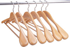 Natural Wooden Suit Coat Hangers – 16 Inch Anti-Slip Bar, 6 Pack