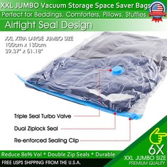 XXL Jumbo Vacuum Storage Bags Comforters Bedding Clothes Space Saver Hand Pump