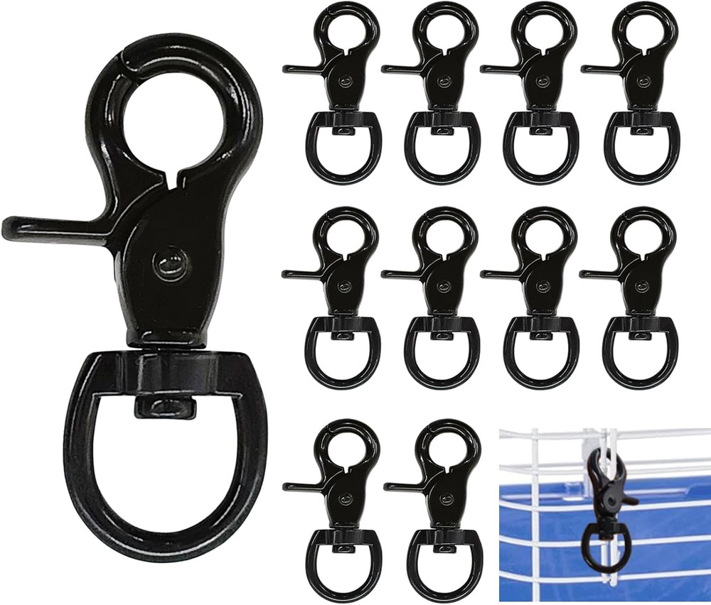 10PCS Trigger Snap Hooks 2.32” x 0.82” Zinc Alloy Black Swivel Snap Hooks Heav