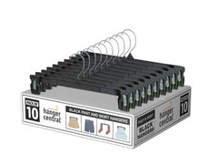 10 Pack Black Plastic Pants Hangers with Clips 12 inch