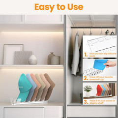 Hat Organizer for Baseball Caps, 2 Pcs No Install Acrylic Hat Racks for 14 Baseb