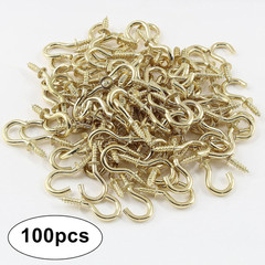 100Pieces 1/2Inch Mini Cup Hooks Ceiling Hooks, Brass Screw-In Hooks for Hanging