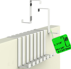 Set of 10 over the Door Hooks – White Coat Hanger, 2-Sided Towel Holder Fits 1 3