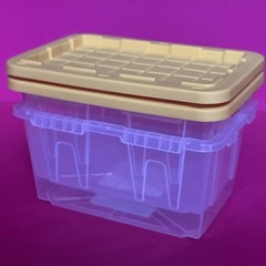 2 Lowe’s Clear Mini Teeny Totes With Yellow Cover Lid 4.8″ X 3.3″ X 2.4″ NEW