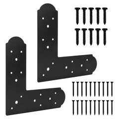10×10 Inch Black L Shape Steel Flat Bracket Fixing Mending Plate 2 PCS