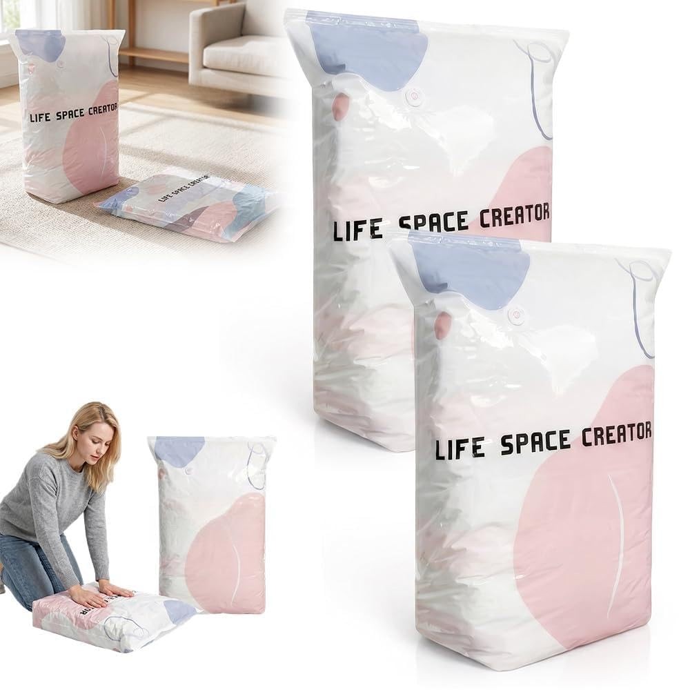 No‑Pump Vacuum Storage Bags, 2026 New Heavy-Duty Press & Seal For Clothes