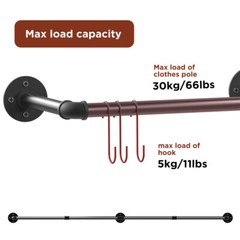 Industrial Pipe Clothes Rack Wall Mounted Hanging Bar Garment Rail Detachable