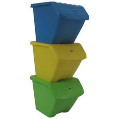 Stackable Recycle Bins Sorting Storage 30 Gallon 3 PC Set Home Kitchen Garbage