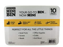 GreenMade MINI BINS 10-Pack Tiny Tote Stackable Storage Heavy Duty Utility Style