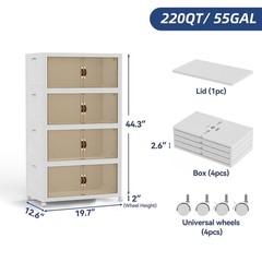 190QT/47Gal Stackable Storage Bins with a Lid, Collapsible Storage Bins With …