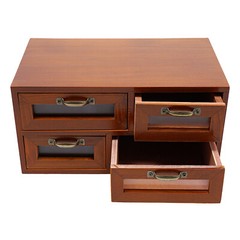 Vintage Small Wooden Desktop Storage Box Drawer Display Shelf Organizer Craft US