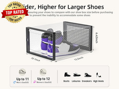 X-Large Shoe Storage Boxes Organizers Clear Plastic Stackable 12 Pack, Shoe Rack