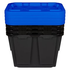 12 Gallon Storage Bin Container 4- pack, Heavy Duty, Lids, Greenmade 5 Color NEW