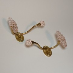 Anthropologie Pink Glass & Gold Etoile Hooks for Hats, Coats & More Set of 2