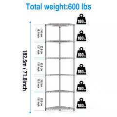 6-Tier Heavy Duty Steel Wire Corner Shelving Unit in Chrome (20 In. W X 20 In. H