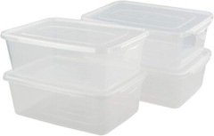 Set of 4 Stackable Clear Plastic Storage Bins with Latching Lid – 14 Quart