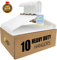 Quality White Plastic Hangers 10 Pack – Super Heavy Duty Multipack for Clothes –