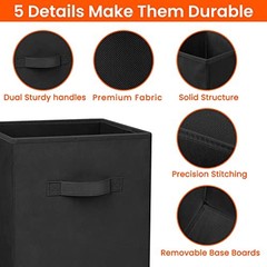 Storage Cubes – 11 Inch Heavy Duty Fabric Storage Bins Medium -11 inches Black