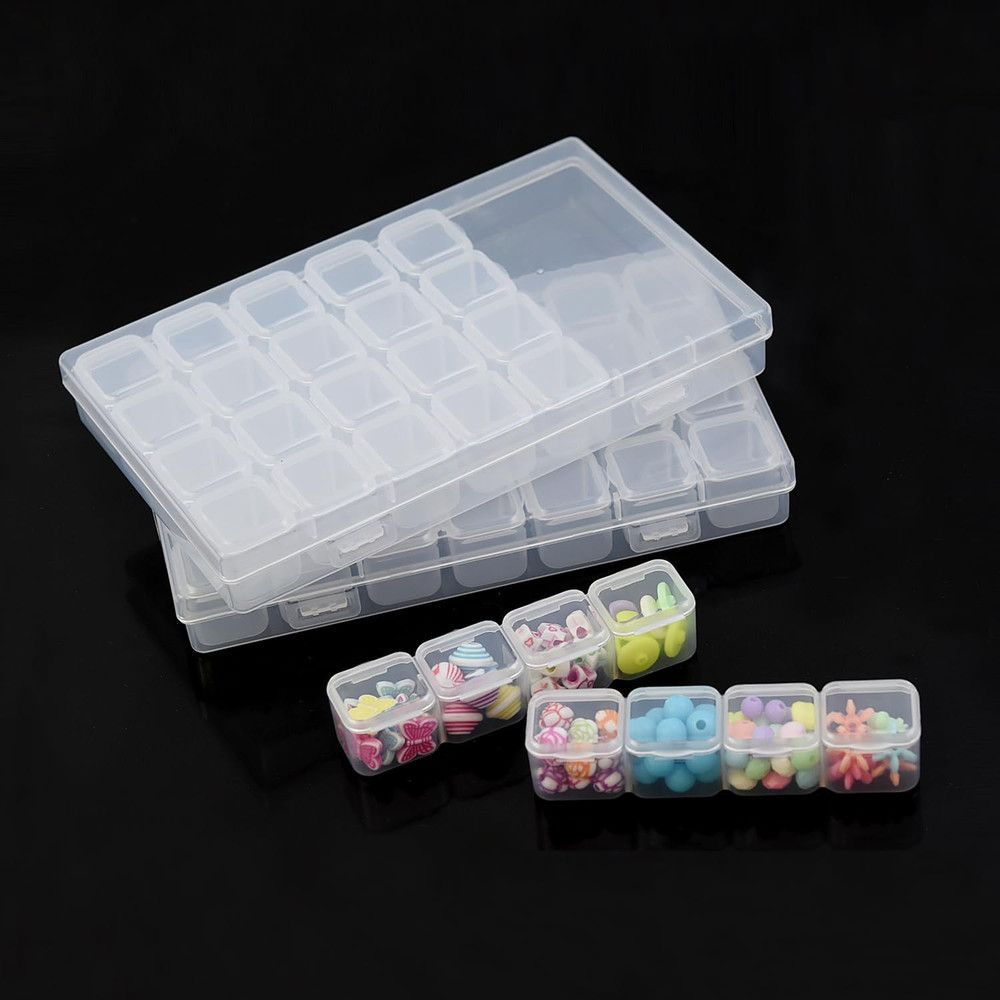 2Pcs 28 Grids Bead Storage Containers Diamond Painting Organizer Bead Box Diamon