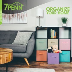 7Penn 6pk Pastel 10in Square Collapsible Fabric Storage Cubes Organizer Bins