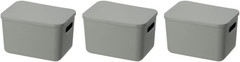 Stackable Grey Plastic Storage Bin with Lid for Home & Office Organization
