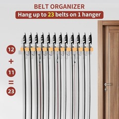 Belt Hanger for Closet Max 42 Belts, 2-In-1 Wall Mount Belt Organizer with 360°